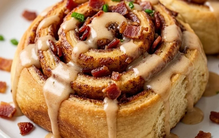 Easy Maple Beef Bacon Cinnamon Rolls
