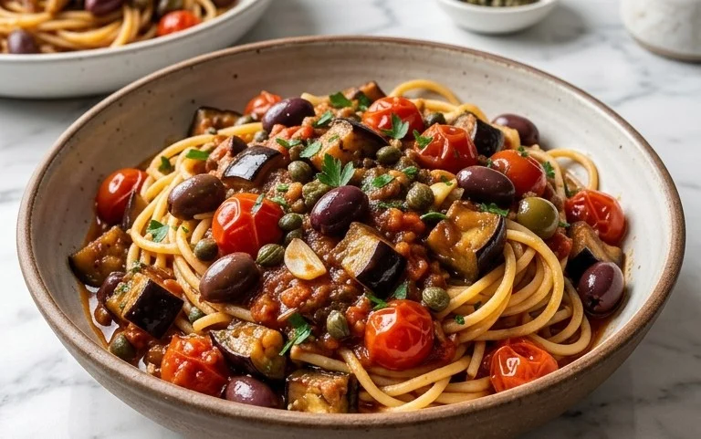 Aubergine Puttanesca : Plat Méditerranéen Végétarien