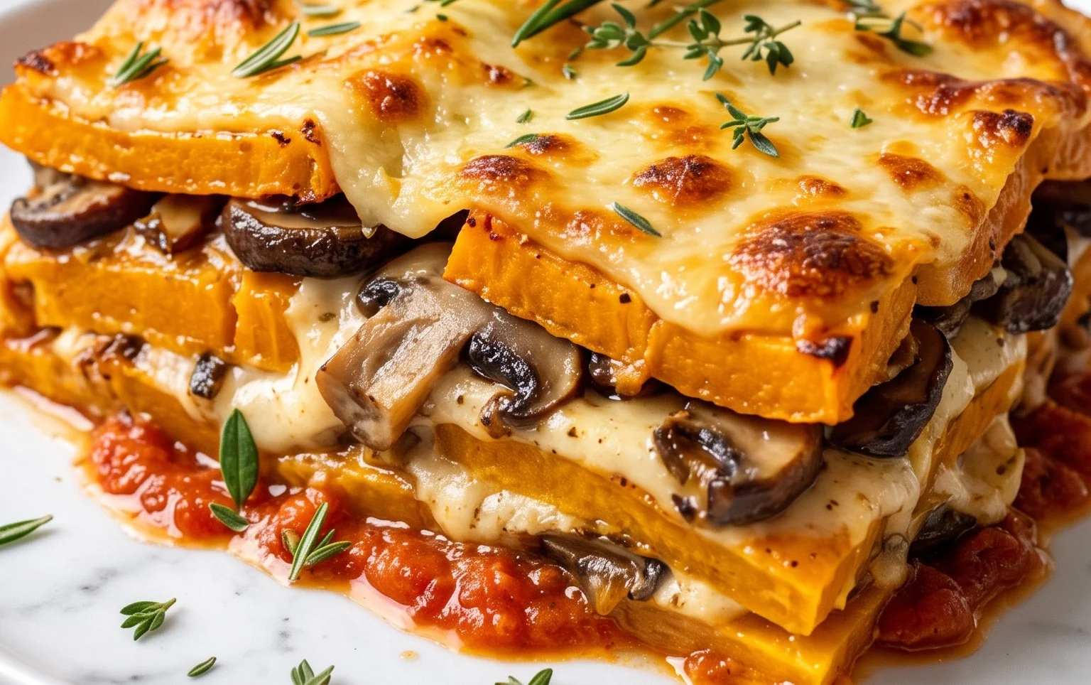 Lasagnes végétariennes à la butternut et aux champignons