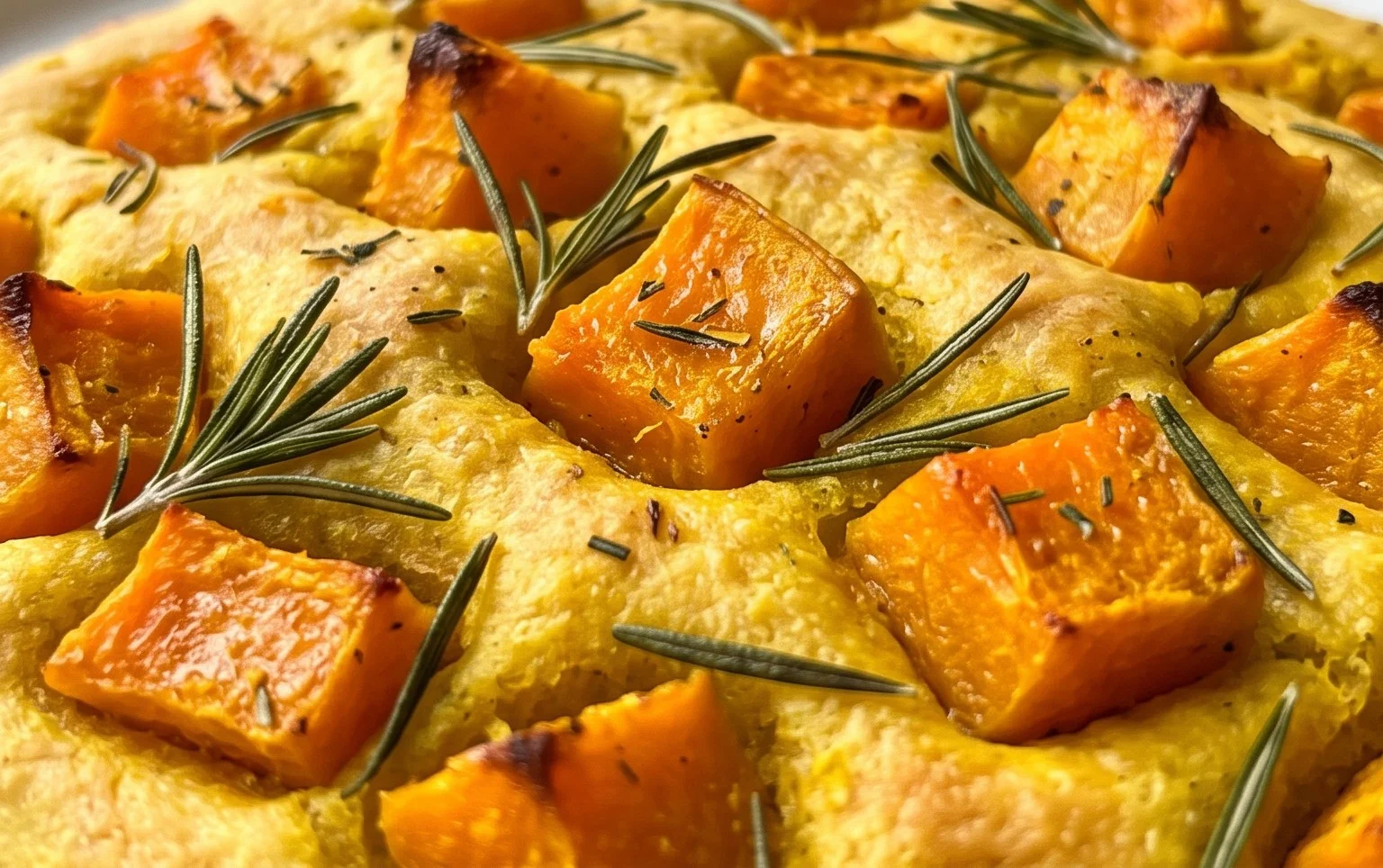 Butternut Squash, Turmeric and Rosemary Focaccia Bread