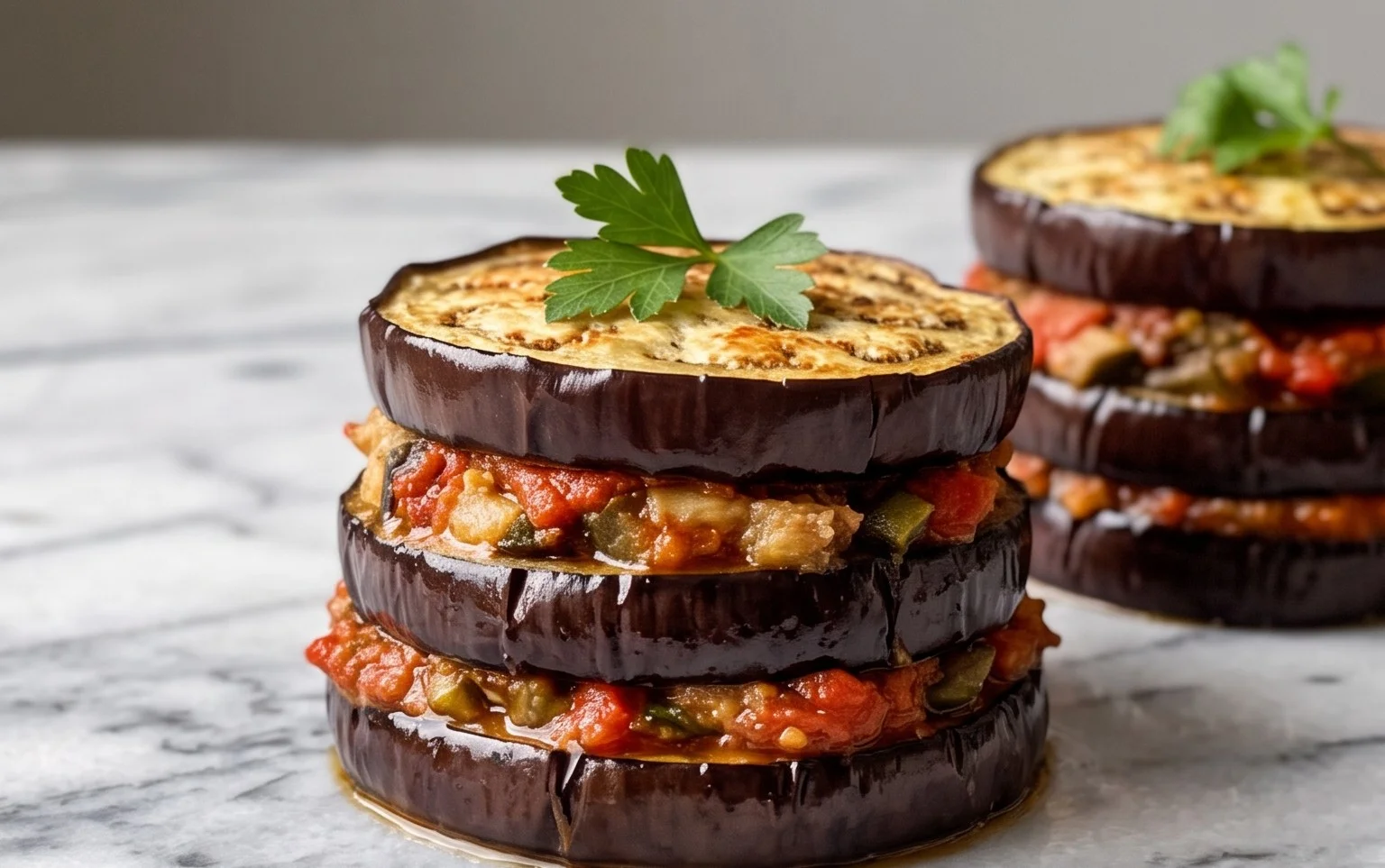 Piles d&rsquo;Aubergine au Four : Plat Créatif & Délicieux